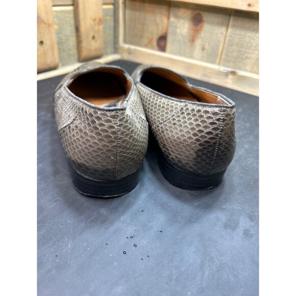 Giorgio Brutini Exotic Genuine Snakeskin Loafers 8.5M Brown Slip-On Dress Shoes